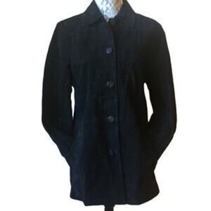 MSRP $399 ✨ Bernardo Black Suede Leather Blazer  Size M | Vintage ✨SAME DAY SHIP